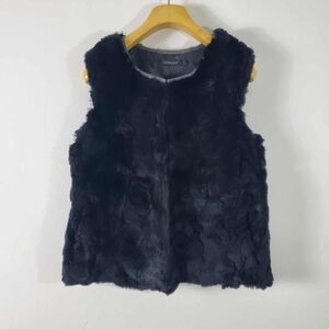 Black Real Rabbit Fur Sleeveless Vest Size S